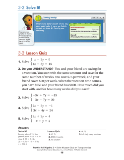 3-2 Lesson Quiz 3-2 Solve It!