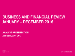 BUSINESS AND FINANCIAL REVIEW JANUARY &ndash; DECEMBER 2016