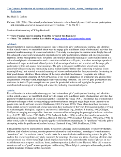 The Cultural Production of Science in Reform-based