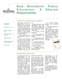 New Brunswick Public Education: A Shared Responsibility