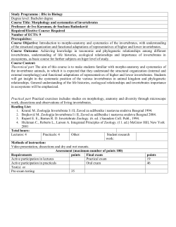 Morphology and Systematics of Invertebrates