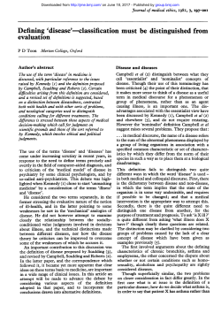 Defining `disease`-classification must be distinguished from evaluation