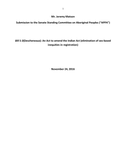 Mr. Jeremy Matson Submission to the Senate Standing Committee