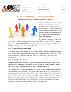 Are You NetWORKING or Just Doing NetWORK?