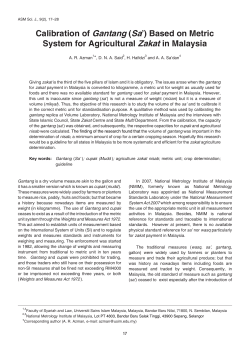 Calibration of Gantang (Sa`) Based on Metric System for Agricultural
