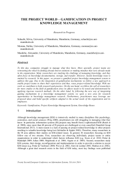 THE PROJECT WORLD&ndash;GAMIFICATION IN PROJECT