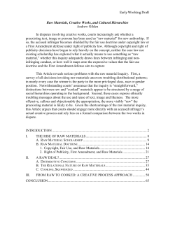 Early Working Draft Raw Materials, Creative Works