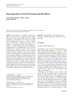 Electroporation in Food Processing and Biorefinery