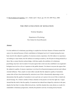 the privatization of sensation