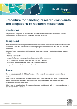 Procedure for handling research complaints and allegations of