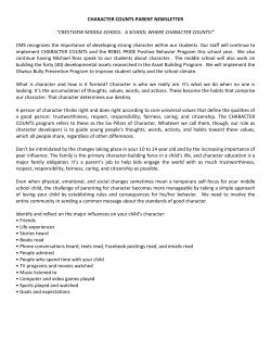 CHARACTER COUNTS PARENT NEWSLETTER &ldquo;CRESTVIEW