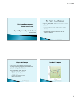 Chapter 11: Physical and Cognitive Development in Adolescence G