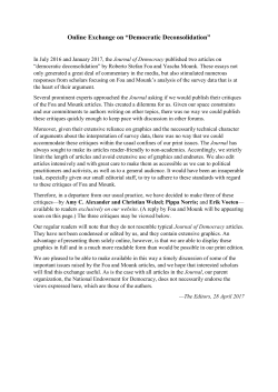 Online Exchange on &ldquo;Democratic Deconsolidation&rdquo;