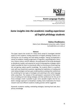 Some insights into the academic reading experience of English