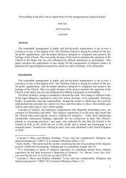1 &ldquo;Stewardship in the Bible and its implications for the