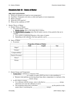 Chemistry Unit XI &ndash; States of Matter
