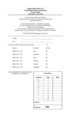 Engineering Physics 131 Consolidated Final Examination 20 April
