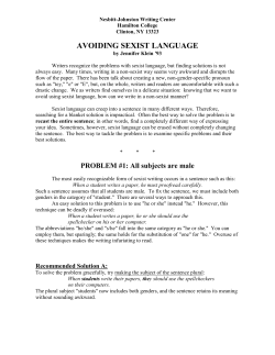 AVOIDING SEXIST LANGUAGE