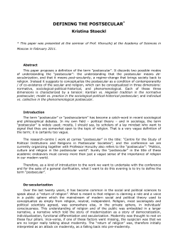 DEFINING THE POSTSECULAR*