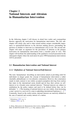 National Interests and Altruism in Humanitarian Intervention