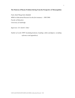i The Patterns of Physics Problem-Solving From the Perspective of