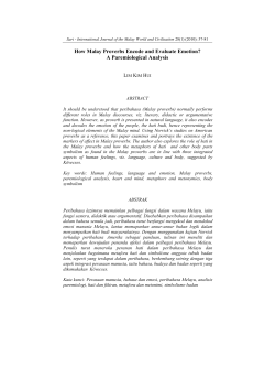 How Malay Proverbs Encode and Evaluate Emotion?