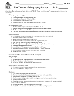 Five Themes of Geography: Europe DUE: ______