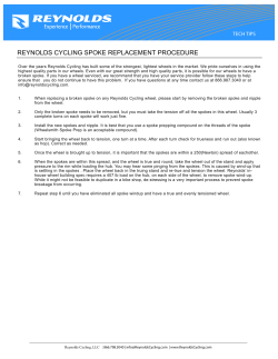 REYNOLDS CYCLING SPOKE REPLACEMENT PROCEDURE