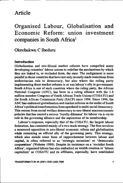 Article Organised Labour, Globalisation and Economic Reform