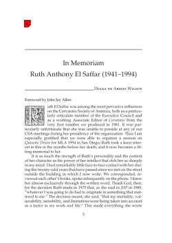 In Memoriam Ruth Anthony El Saffar (1941-1994) - H-Net
