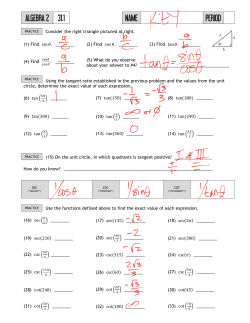 Consider the right triangle pictured at right. (1) Find sin    . ______ (2