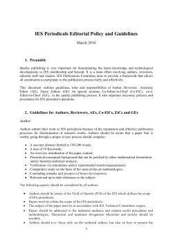 IES Periodicals Editorial Policy and Guidelines