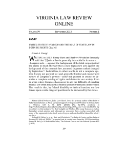 United States V. Windsor and the Role of State Law In Defining