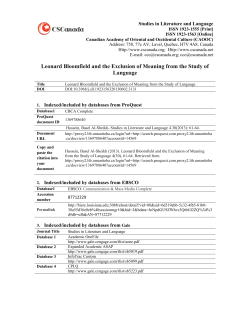 Leonard Bloomfield and the Exclusion of Meaning from the Study of