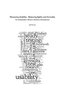 Measuring Usability - Balancing Agility and Formality