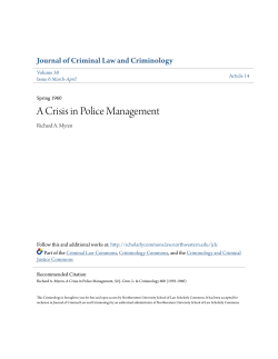 A Crisis in Police Management - Northwestern University School of