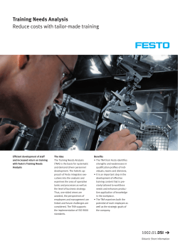 Training Needs Analysis Reduce costs with tailor