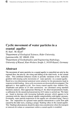 Cyclic movement of water particles in a coastal aquifer H