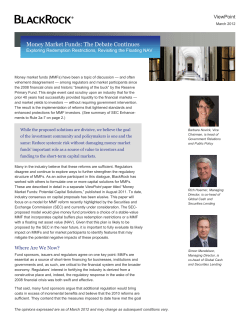 Money Market Funds: The Debate Continues