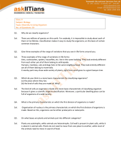 Class: 9 Subject: Biology Topic: Diversity In Living Organism No. of