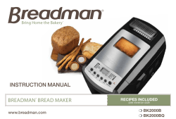 Breadman&reg; Bread maker INSTRUCTION MANUAL