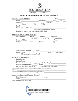 ADULT NEUROPATHOLOGY CASE HISTORY FORM