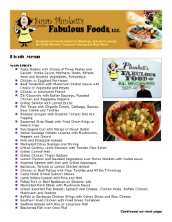 Picnic Menu - Susan Plunketts Fabulous Foods