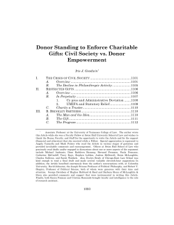 Donor Standing to Enforce Charitable Gifts: Civil Society vs. Donor
