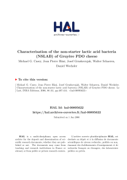 Characterisation of the non-starter lactic acid bacteria