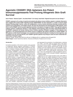 Agonistic CD200R1 DNA Aptamers Are Potent