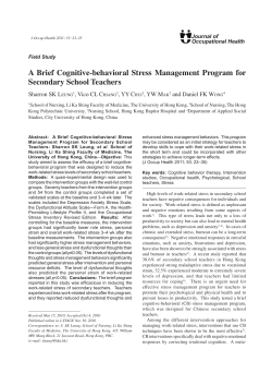 A Brief Cognitive-behavioral Stress Management Program for