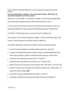 De Facto Relationships - The Proclamation Problem (194831