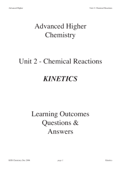 Advanced Higher Chemistry Unit 2 - Chemical Reactions KINETICS