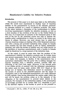 Manufacturer`s Liability for Defective Products